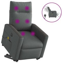   Sötétszürke szövet dönthető elektromos álló masszázsfotel