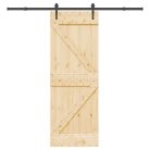 Tömör fenyőfa tolóajtó fémszerelékszettel 70 x 210 cm