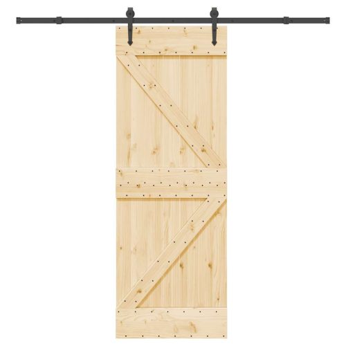 Tömör fenyőfa tolóajtó fémszerelékszettel 70 x 210 cm