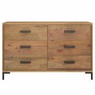 Barna tömör újrahasznosított fenyőfa tálalószekrény 110x35x70cm