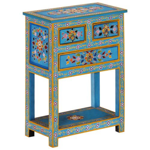 Türkiz tömör mangófa tálalószekrény 55 x 30 x 76 cm
