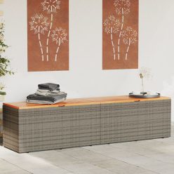   Szürke polyrattan és akácfa kerti tárolóláda 220 x 50 x 54 cm