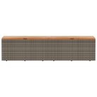Szürke polyrattan és akácfa kerti tárolóláda 220 x 50 x 54 cm