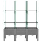 Világosszürke PP rácsos kerti ültetőláda 120 x 40 x 142,5 cm