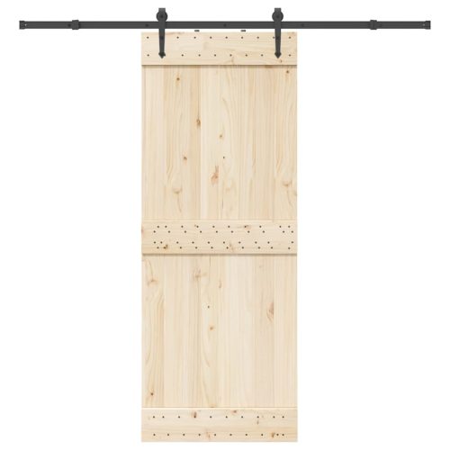 Fekete acél tolóajtó fémszerelék készlet 213,5 cm