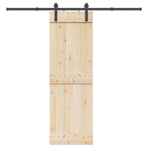 Fekete acél tolóajtó fémszerelék készlet 213,5 cm