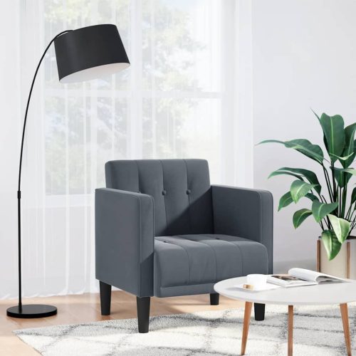 Sötétszürke bársony kanapészék karfás szék 53 cm