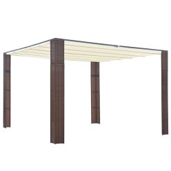   Barna és krémszínű polyrattan pavilon tetővel 300x300x200 cm