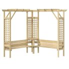 Impregnált fenyőfa sarokpergola paddal