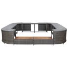 Szürke négyszög alakú polyrattan pezsgőfürdőkeret 268x268x55 cm