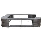 Szürke négyszög alakú polyrattan pezsgőfürdőkeret 268x268x55 cm