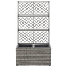 Szürke rácsos polyrattan magaságyás 2 kaspóval 58 x 30 x 107 cm