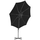 Fekete konzolos napernyő acélrúddal 300 cm