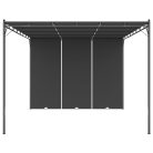 Antracitszürke kerti pavilon oldalfüggönnyel 4 x 3 x 2,25 m