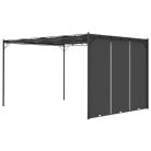 Antracitszürke kerti pavilon oldalfüggönnyel 4 x 3 x 2,25 m