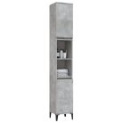 Betonszürke szerelt fa fürdőszobaszekrény 30 x 30 x 190 cm
