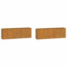 2 db rozsda színű corten acél fali növénytartó 53 x 10 x 17 cm