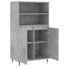 Betonszürke szerelt fa magasszekrény 60 x 36 x 110 cm