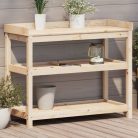 Tömör fenyőfa ültetőasztal polcokkal 108 x 45 x 86,5 cm