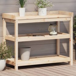 Tömör fenyőfa ültetőasztal polcokkal 108 x 45 x 86,5 cm