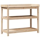 Tömör fenyőfa ültetőasztal polcokkal 108 x 45 x 86,5 cm
