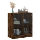 Füstös tölgy színű kisszekrény üvegajtókkal 68 x 37 x 75,5 cm