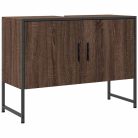 Barna tölgy szerelt fa fürdőszobai mosdószekrény 80x33x60 cm