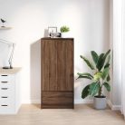 Barna tölgy szerelt fa szekrény fiókkal 55,5x34x119,5 cm