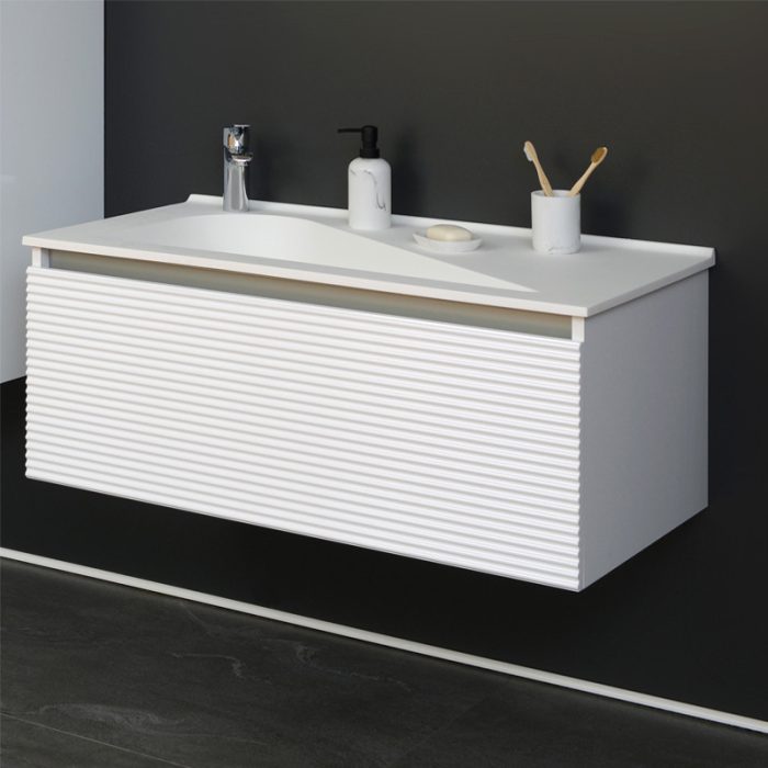 TMP TROYA100 fali fürdőszobabútor - Akrivit öntött műmárvány mosdóval - 100 x 48,5 cm