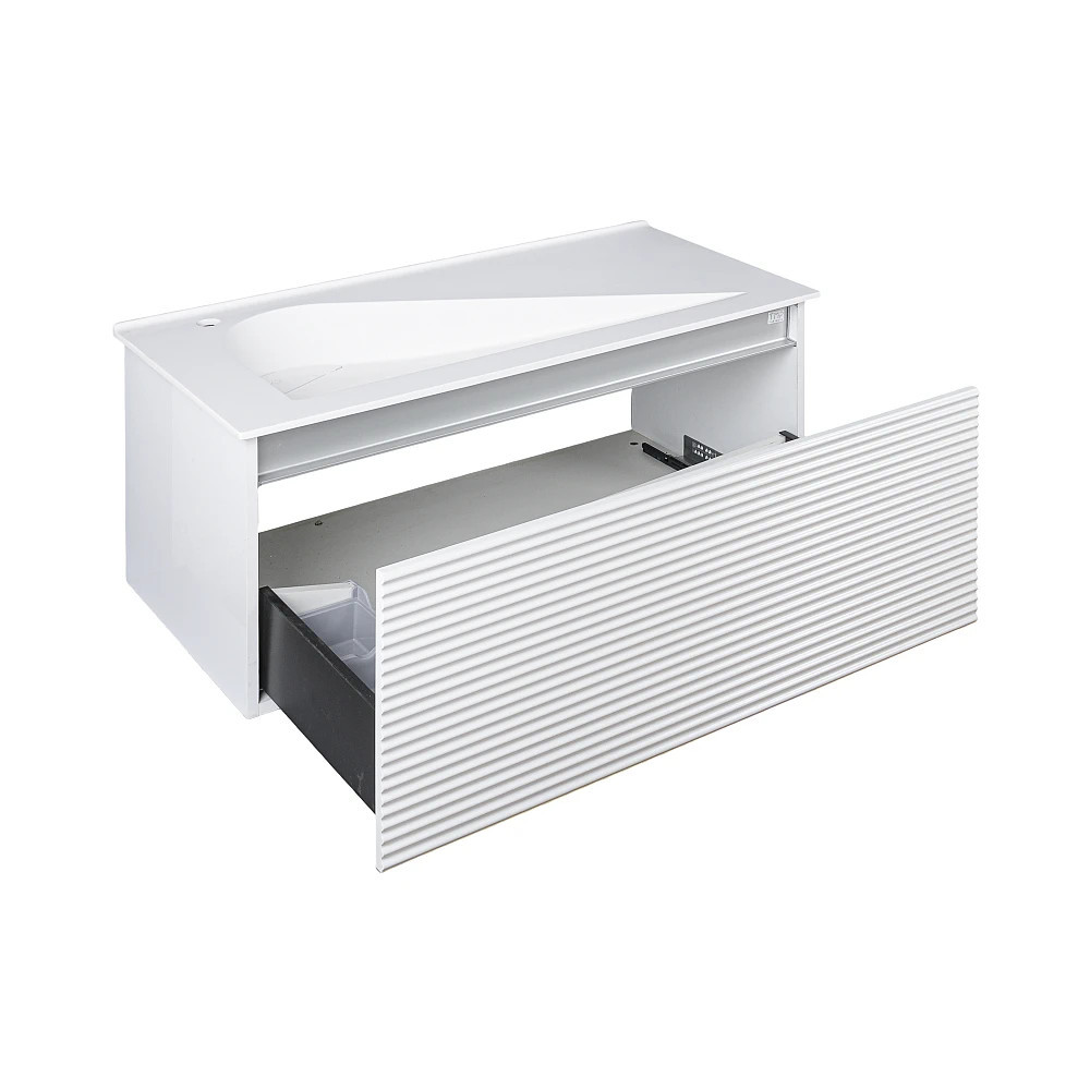 TMP TROYA100 fali fürdőszobabútor - Akrivit öntött műmárvány mosdóval - 100 x 48,5 cm - Image 3