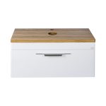 TMP MOON 90 cm fehér - natúr dió - fali fürdőszobabútor - mosdó nélkül - Top Counter mosdókhoz