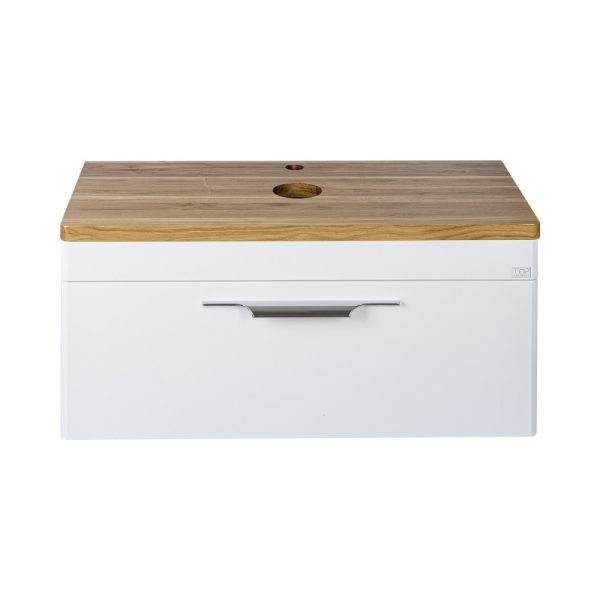 TMP MOON 90 cm fehér - natúr dió - fali fürdőszobabútor - mosdó nélkül - Top Counter mosdókhoz