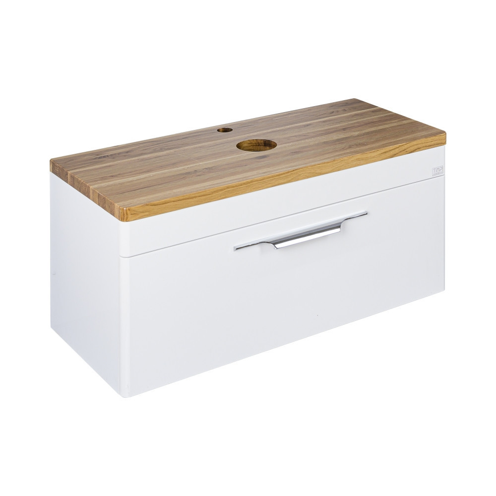 TMP MOON 90 cm fehér - natúr dió - fali fürdőszobabútor - mosdó nélkül - Top Counter mosdókhoz - Image 2