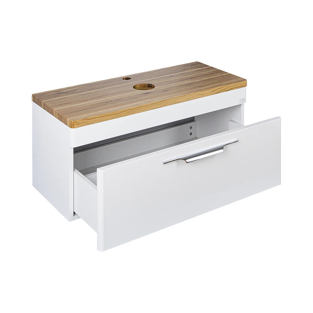 TMP MOON 90 cm fehér - natúr dió - fali fürdőszobabútor - mosdó nélkül - Top Counter mosdókhoz - Image 3