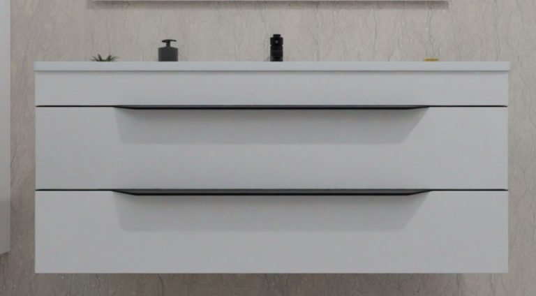 TMP VOX 100 FEHÉR fali fürdőszobabútor - öntött műmárvány mosdóval - 100 cm - Image 5