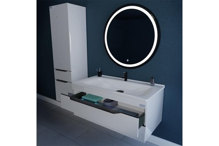TMP VOX 100 FEHÉR fali fürdőszobabútor - öntött műmárvány mosdóval - 100 cm - Image 7