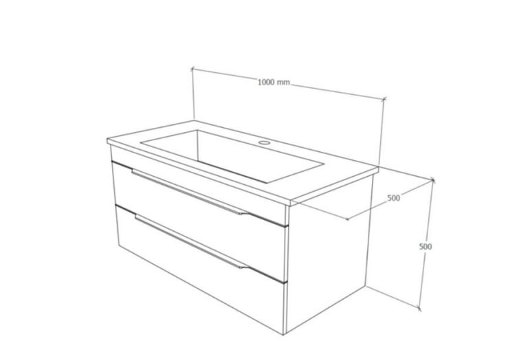 TMP VOX 100 FEHÉR fali fürdőszobabútor - öntött műmárvány mosdóval - 100 cm - Image 8