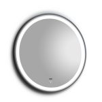 TMP IRON fürdőszoba tükör - FEKETE keret - kerek - LED világítással - érintésmentes kapcsoló - 80 cm