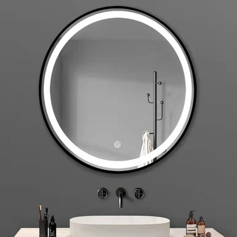 TMP IRON fürdőszoba tükör - FEKETE keret - kerek - LED világítással - érintésmentes kapcsoló - 80 cm - Image 2