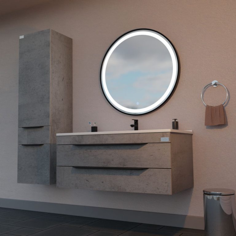 TMP IRON fürdőszoba tükör - FEKETE keret - kerek - LED világítással - érintésmentes kapcsoló - 80 cm - Image 3