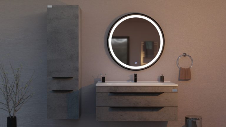 TMP IRON fürdőszoba tükör - FEKETE keret - kerek - LED világítással - érintésmentes kapcsoló - 80 cm - Image 4