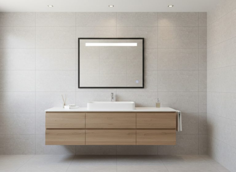 TMP IRON fürdőszobai tükör - FEKETE keret - szögletes - LED világítással - 100 cm - Image 4