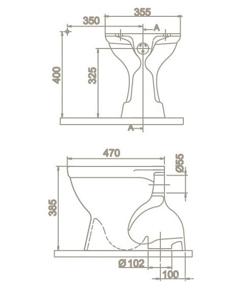CeraStyle WC csésze - padlón álló - porcelán - ALSÓ kifolyású - Image 2