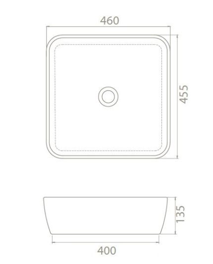 CeraStyle ONE - PULTRA ültethető - Top Counter - porcelán mosdó - - 46 x 46 cm