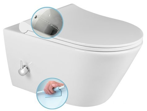 Sanovit AVVA fali WC - BEÉPÍTETT bidé funkcióval - rimless - perem nélküli - 53 cm - Image 3