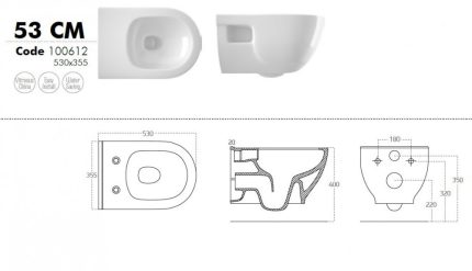 Sanovit BRILLA fali WC - rimless - perem nélküli