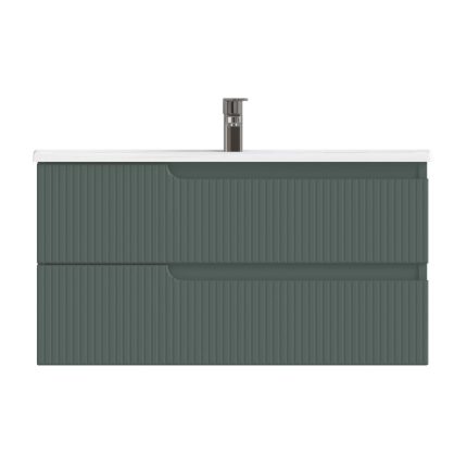 Piramida EURIDIKA fali fürdőszobabútor - műmárvány mosdóval -2 fiókos - PINO ZÖLD - 100 x 48 x 53 cm