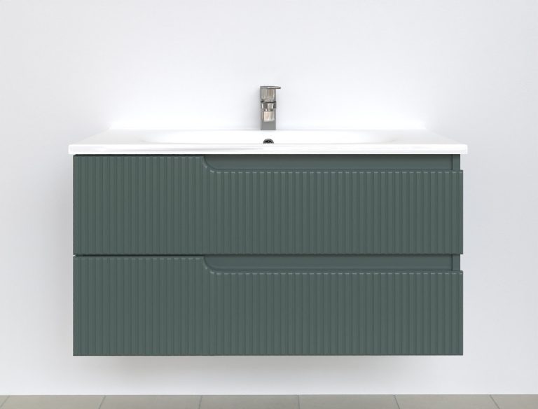Piramida EURIDIKA fali fürdőszobabútor - műmárvány mosdóval -2 fiókos - PINO ZÖLD - 100 x 48 x 53 cm