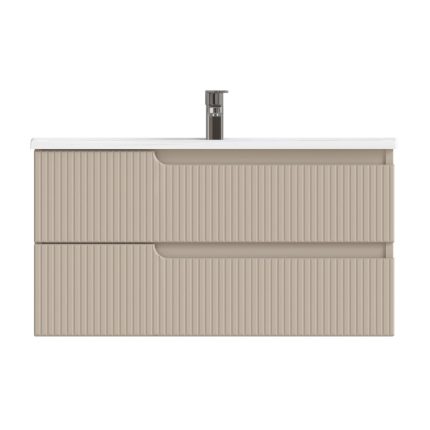 Piramida EURIDIKA fali fürdőszobabútor - műmárvány mosdóval -2 fiókos - PINO BÉZS - 100 x 48 x 53 cm
