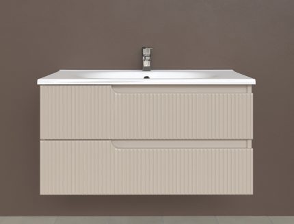 Piramida EURIDIKA fali fürdőszobabútor - műmárvány mosdóval -2 fiókos - PINO BÉZS - 100 x 48 x 53 cm